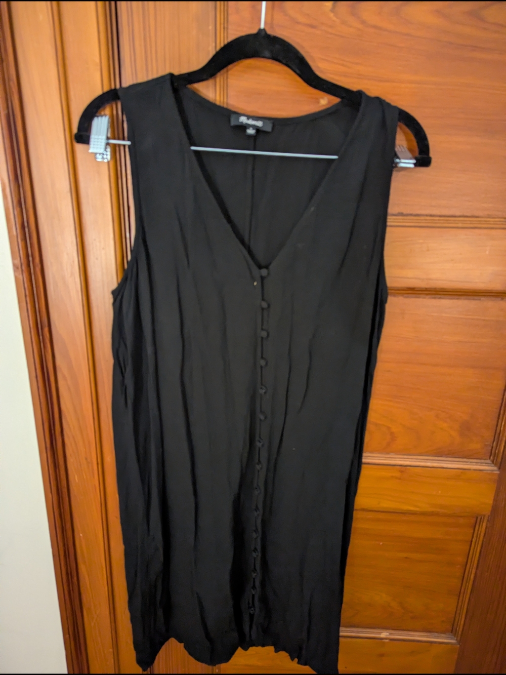 Madewell Black Sleeveless Dress with Label Detail